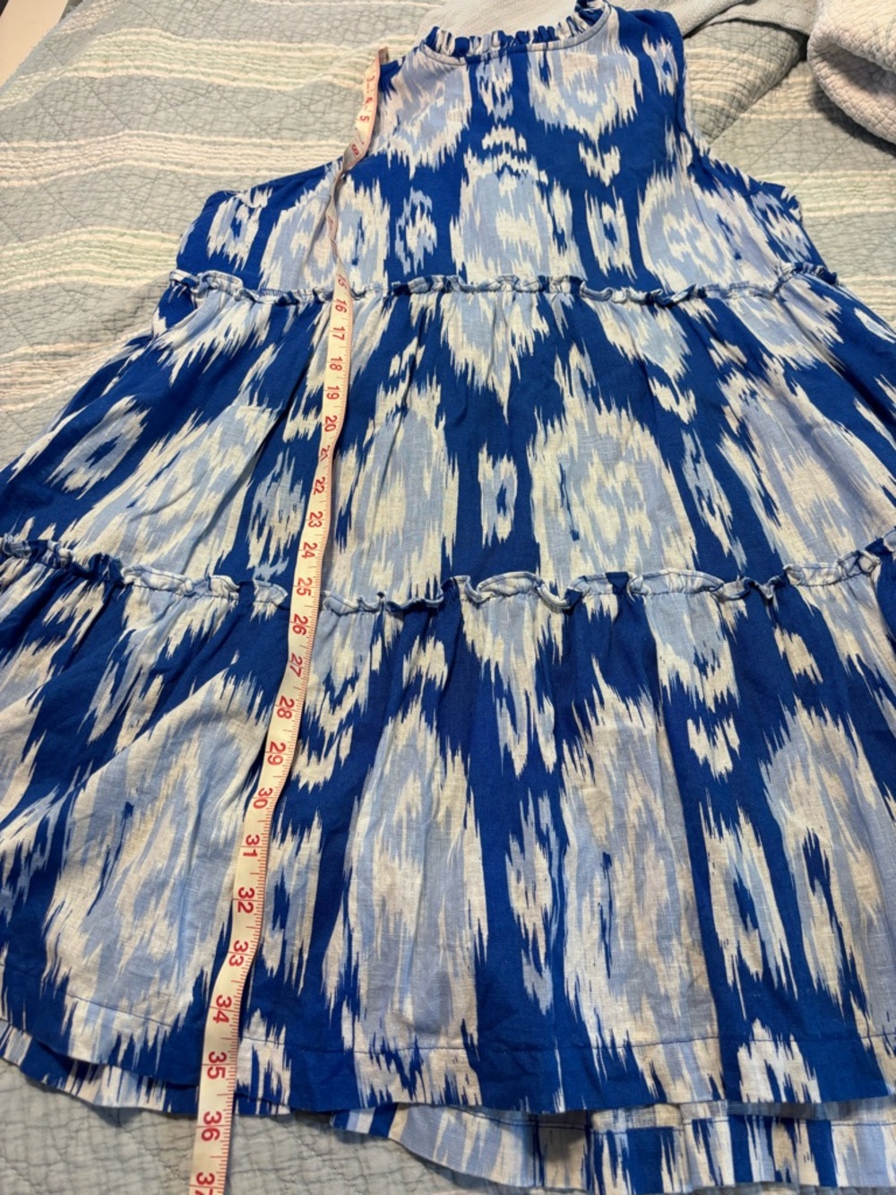 crown & ivy Blue and White Ikat Tiered Sundress - Picture 6 of 7